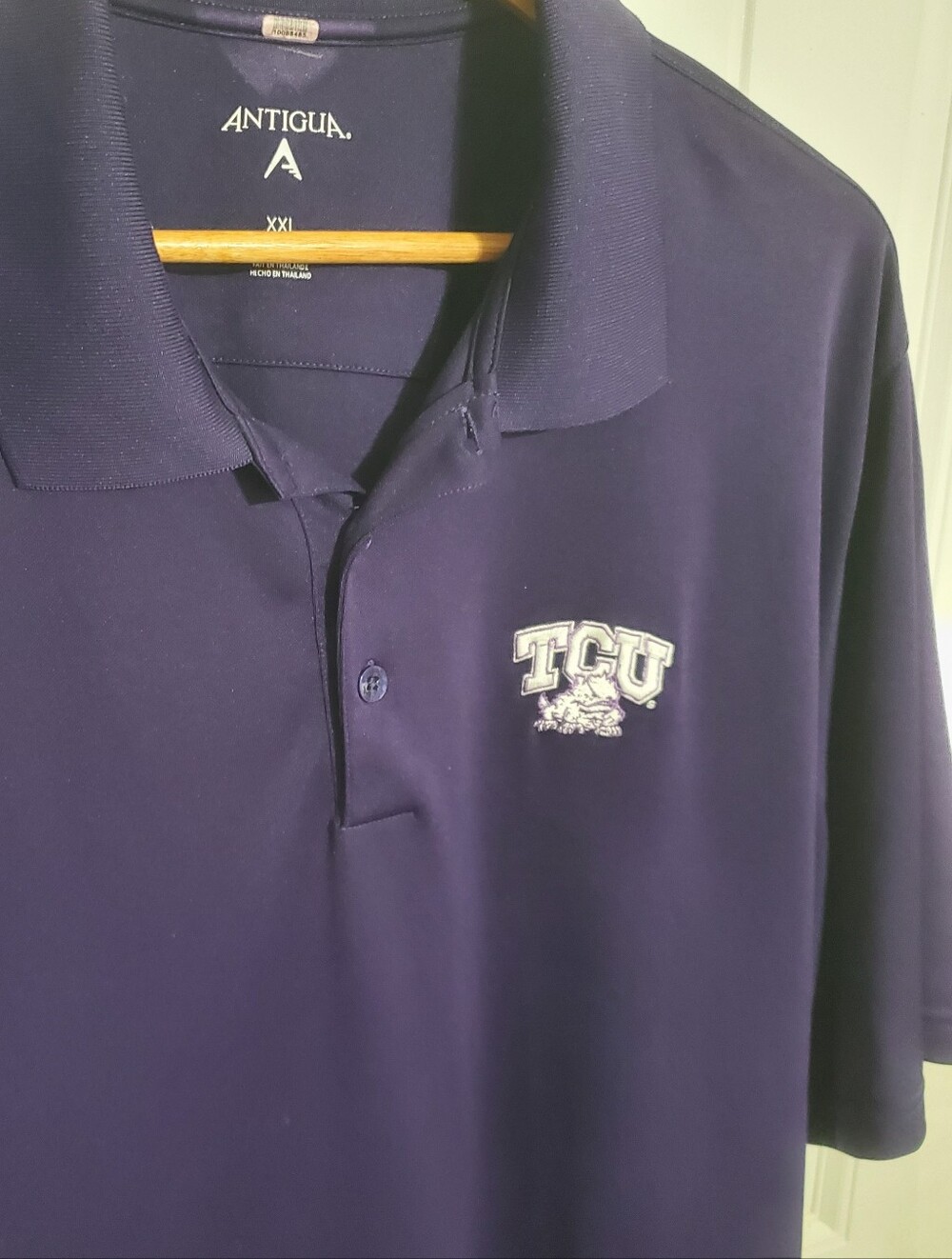 Antigua TCU Horned Frogs Polo Shirt Mens XXL Purple Short Sleeve Collared